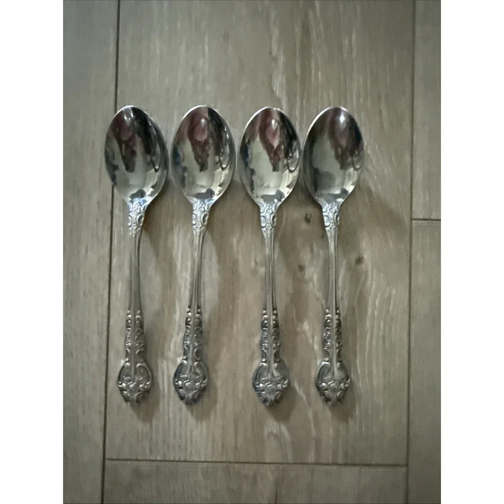 National SONORA Stainless NS Japan Floral Glossy Silverware Flatware Lot of 4